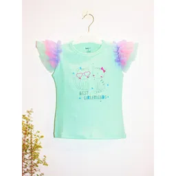 BAESD Girls Graphic Printed Flutter Sleeves Round Neck Casual Tshirt-picture-40