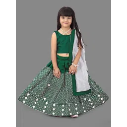 BAESD Girls Green & White Ready to Wear Lehenga & Blouse With Dupatta-picture-27