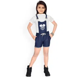 BAESD Girls Mickey Mouse Printed Cotton Slim-Fit Dungaree-picture-15