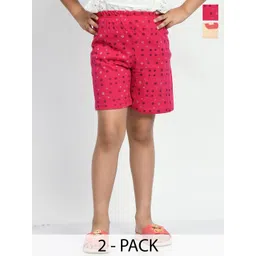 BAESD Girls Pack of 2 Conversational Printed Mid-Rise Shorts-picture-48