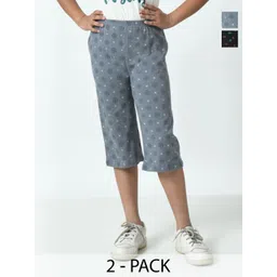 BAESD Girls Pack Of 2 Cotton Printed High-Rise Loose Fit Capris-picture-13