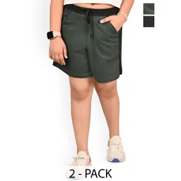 BAESD Girls Pack Of 2 Cotton Solid Regular Bermuda Shorts-picture-20