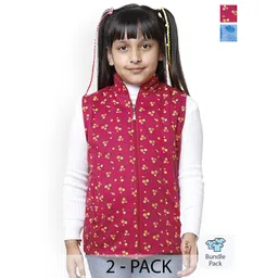 BAESD Girls Pack Of 2 Floral Printed Fleece Lightweight Bomber Jacket-picture-31