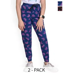 BAESD Girls Pack of 2 Floral Printed Mid-Rise Pure Cotton Joggers-picture-43