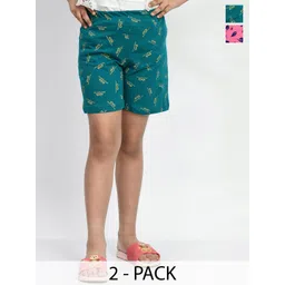 BAESD Girls Pack of 2 Floral Printed Regular Fit Cotton Shorts-picture-40