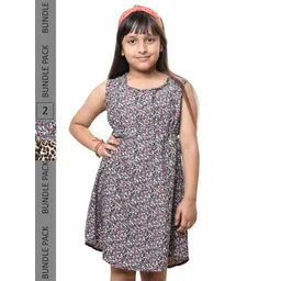 BAESD Girls Pack Of 2 Floral Printed Sleeveless Crepe A-line Dress-picture-45