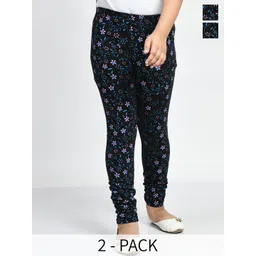 BAESD Girls Pack Of 2 Printed Cotton Ankle-Length Leggings-picture-27