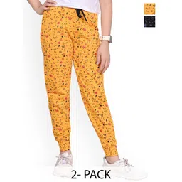 BAESD Girls Pack of 2 Printed Mid-Rise Pure Cotton Joggers-picture-19