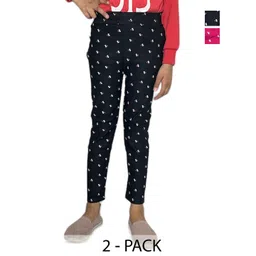 BAESD Girls Pack Of 2 Printed Skinny Fit Stretchable Jeggings-picture-22