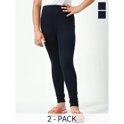 BAESD Girls Pack Of 2 Solid Churidar Length Leggings-picture-19