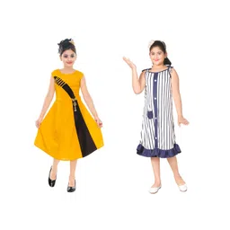 BAESD Girls Pack Of 2 Striped A-Line Midi Dress-picture-32