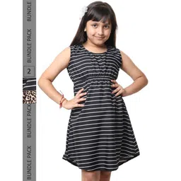 BAESD Girls Pack Of 2 Striped Sleeveless Crepe A-Line Dress-picture-15