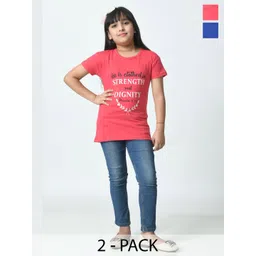 BAESD Girls Pack of 2 Typography Printed Applique T-shirt-picture-38