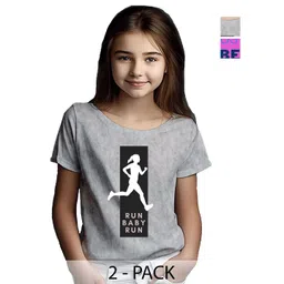 BAESD Girls Pack of 2 Typography Printed Round Neck Cotton T-shirts-picture-27