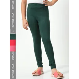 BAESD Girls Pack of 3 Churidar-Length Cotton Lycra Leggings-picture-26