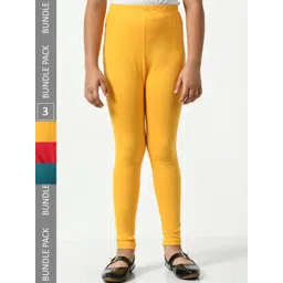 BAESD Girls Pack Of 3 Churidar Length Cotton Lycra Leggings-picture-38