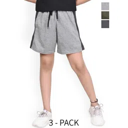 BAESD Girls Pack Of 3 Colourblocked High-Rise Cotton Shorts-picture-50