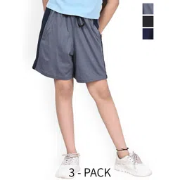 BAESD Girls Pack Of 3 Colourblocked High-Rise Cotton Shorts-picture-20