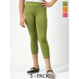 BAESD Girls Pack Of 3 Cotton & Lycra Mid-Rise Capris-picture-22