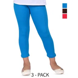 BAESD Girls Pack Of 3 Cotton Lycra Mid Rise Ankle Length Leggings-picture-16