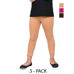BAESD Girls Pack Of 3 Cotton Lycra Mid Rise Ankle Length Leggings-picture-15