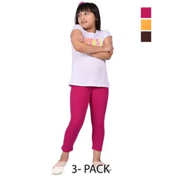 BAESD Girls Pack Of 3 Cotton Lycra Mid Rise Ankle Length Leggings-picture-17