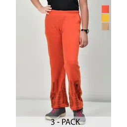 BAESD Girls Pack Of 3 Floral Printed Knitted Palazzos-picture-31