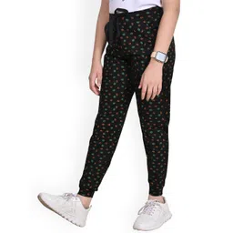 BAESD Girls Pack of 3 Floral Printed Mid-Rise Pure Cotton Joggers image 3