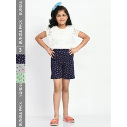 BAESD Girls Pack Of 3 Floral Printed Pure Cotton Shorts-picture-40