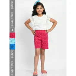 BAESD Girls Pack Of 3 Floral Printed Pure Cotton Shorts-picture-25