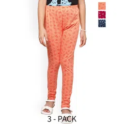 BAESD Girls Pack Of 3 Printed Cotton Lycra Ankle Length Leggings-picture-25