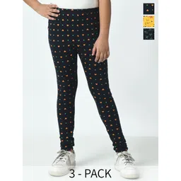 BAESD Girls Pack Of 3 Printed Pure Cotton Ankle Length Leggings-picture-12