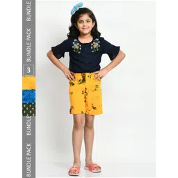 BAESD Girls Pack Of 3 Printed Pure Cotton High-Rise Shorts-picture-56