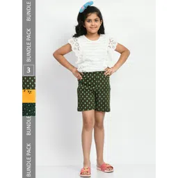BAESD Girls Pack Of 3 Printed Pure Cotton High-Rise Shorts-picture-16