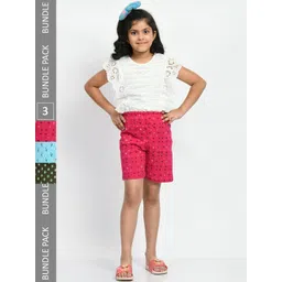 BAESD Girls Pack Of 3 Printed Pure Cotton High-Rise Shorts-picture-29