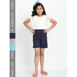 BAESD Girls Pack of 3 Printed Pure Cotton Shorts-picture-53