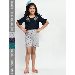 BAESD Girls Pack of 3 Printed Pure Cotton Shorts-picture-50