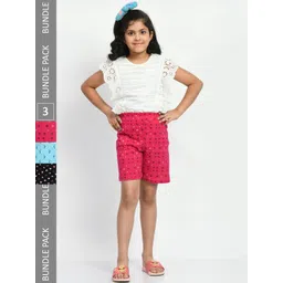 BAESD Girls Pack of 3 Printed Pure Cotton Shorts-picture-28