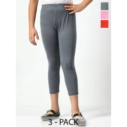 BAESD Girls Pack Of 3 Skinny Fit High-Rise Cotton Lycra Capris-picture-34