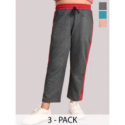 BAESD Girls Pack of 3 Striped Regular Fit Track Pants-picture-52
