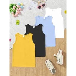 BAESD Girls Pack of 4 Ribbed Round Neck Tank Top-picture-43