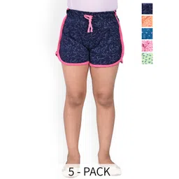 BAESD Girls Pack Of 5 Conversational Printed High-Rise Cotton Hot Pants Shorts-picture-22