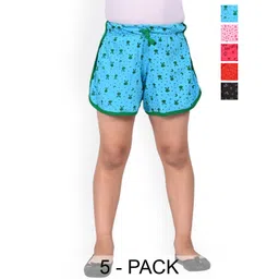 BAESD Girls Pack Of 5 Floral Printed High-Rise Cotton Hot Pants-picture-57