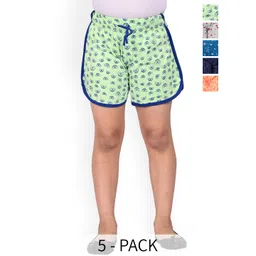BAESD Girls Pack of 5 Floral Printed High Rise Cotton Shorts-picture-16