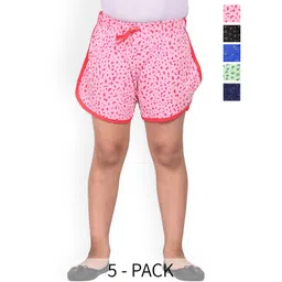 BAESD Girls Pack Of 5 Printed High-Rise Cotton Shorts-picture-38