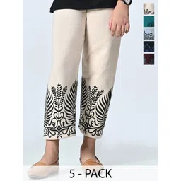 BAESD Girls Pack Of 5 Printed High-Rise Regular Trousers-picture-44