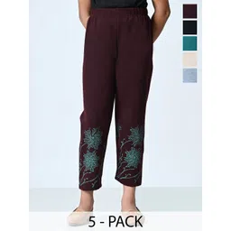 BAESD Girls Pack Of 5 Printed High-Rise Regular Trousers-picture-24