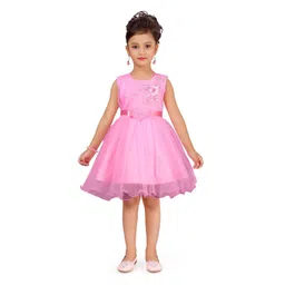 BAESD Girls Pink Colour Embroidered Sleeveless Frock-picture-13