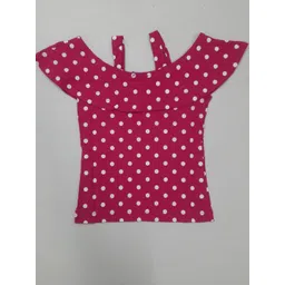 BAESD Girls Polka Dot Printed Cold Shoulder Sleeves Pure Cotton Top-picture-17