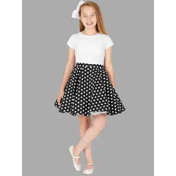 BAESD Girls Polka Dots Printed Flared Knee Length Skirt With Attached Shorts-picture-28